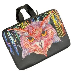 Psychedelic owl neoprene  laptop sleeve bag